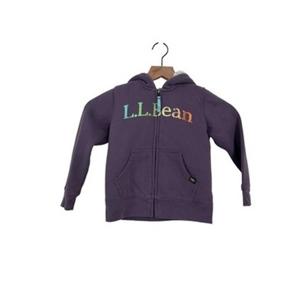 LL Bean Girls Little Kids Purple Sherpa Lined Zip Hoodie Size Small / 4 515283